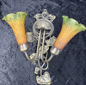 C600 Vintage Messing Leuchte Wandlampe 2-Flammig Aneta Leuchte Messingfarben - Picture 1 of 24