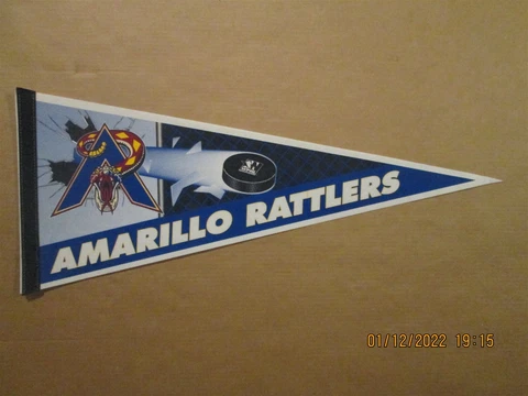 WPHL Amarillo Rattlers Vintage Defunct Circa 1998 Team Logo Hockey Pennant #2 Cover