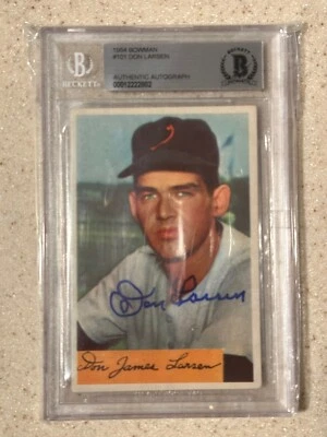 Bowman 1954 - #101 Don Larsen radiocontrol novato firmado automático BAS Beckett autenticado Foto 1 de 2