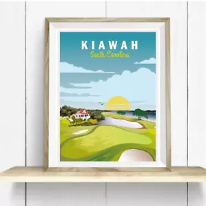 Kiawah South Carolina Golf Print- Travel Poster-PGA-Golf Decor-Gift For Dad - Picture 1 of 8
