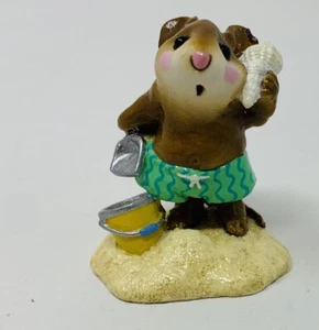 Ratón de playa Wee Forest Folk Sea Sounds M-179 WFF concha retirada cubo verde LEER - Imagen 1 de 9