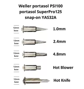 WELLER PSI100 / PORTASOL SUPERPRO 125 GAS / SNAP-ON YAS32A SOLDERING IRON TIPS - Picture 1 of 6