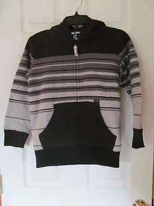 NWT Boy's Amplify fur lined Gray,Black striped Pattern zip up hoodie Size Sm 8 - Picture 1 of 7