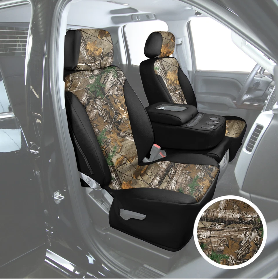 Fundas de asiento delanteras Chevrolet Traverse 2018-2023 negras y de lona camuflaje Foto 1 de 1
