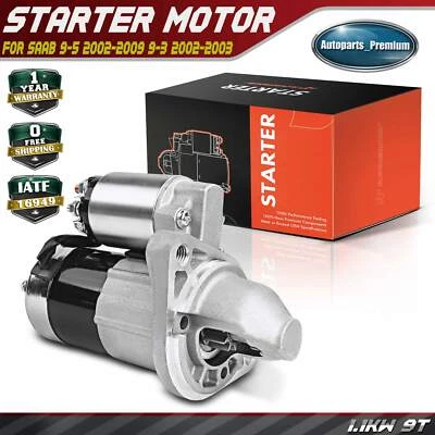 New Starter Motor for Saab 9-5 2002-2009 9-3 2002-2003 1.2KW/12V CW 9T 2.0L 2.3L - Image 1 of 4