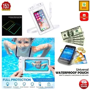 WEISSE WASSERDICHTE UNTERWASSER-HANDYHÜLLE Trockenbeutel Etui alle Smartphones Universal - Bild 1 von 10
