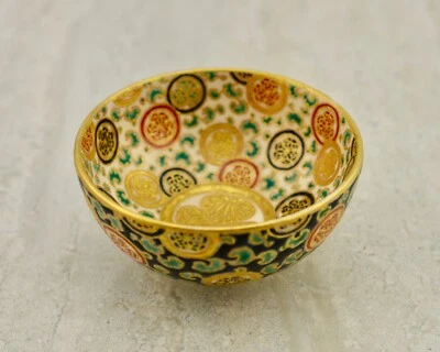 Antiguo Cuenco Tokugawa Mon Esmalte Azul Período Meiji Satsuma Gosu Firmado Tomonobu Foto 1 de 4