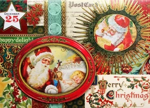 PUNCH STUDIO Dimensional Card ~ Gold Foil Env./Seal ~ MERRY CHRISTMAS SANTA - Picture 1 of 3