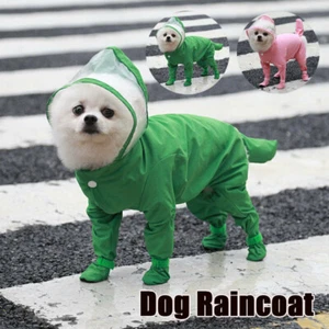Waterproof Pet Dog Raincoat Rain Boot Jumpsuit Clothes Puppy Cat Coat Outfits - Picture 1 of 14