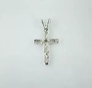 2 mm Round Small Nugget Cross Pendant Setting Sterling Silver - Picture 1 of 2