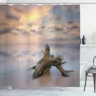 Digital Shower Curtain Sunrise On Sandy Beach Print For Bathroom