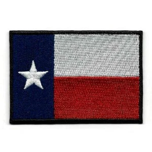 BANDIERA STATO TEXAS FERRO SU TOPPA 3" Lone Star Applique ricamata NUOVA Texan Biker - Foto 1 di 2