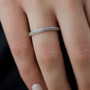 Lab Created 0.40 Ct Round Cut Diamond Solid 950 Platinum Wedding Band 5 5.5 - Picture 1 of 12