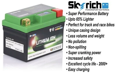 LITHIUM ION MOTORCYCLE BATTERY YTZ7-S TO FIT HONDA CBR1000RR FIREBLADE 2008-2021 - Image 1 of 4