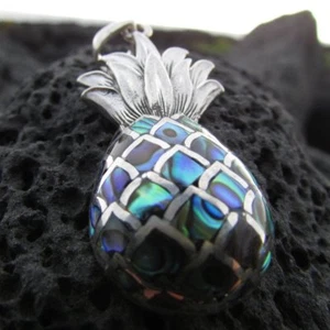 Ananas Halskette. Paua Abalone Shell. Sterling Silber. Handarbeit. - Bild 1 von 8