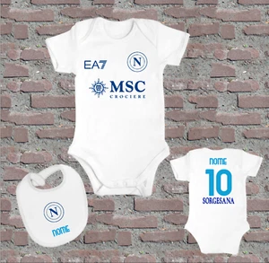 COORDINATO BODY BAVAGLINO NEONATO NAPOLI PERSONALIZZATO CON NOME - Bild 1 von 4