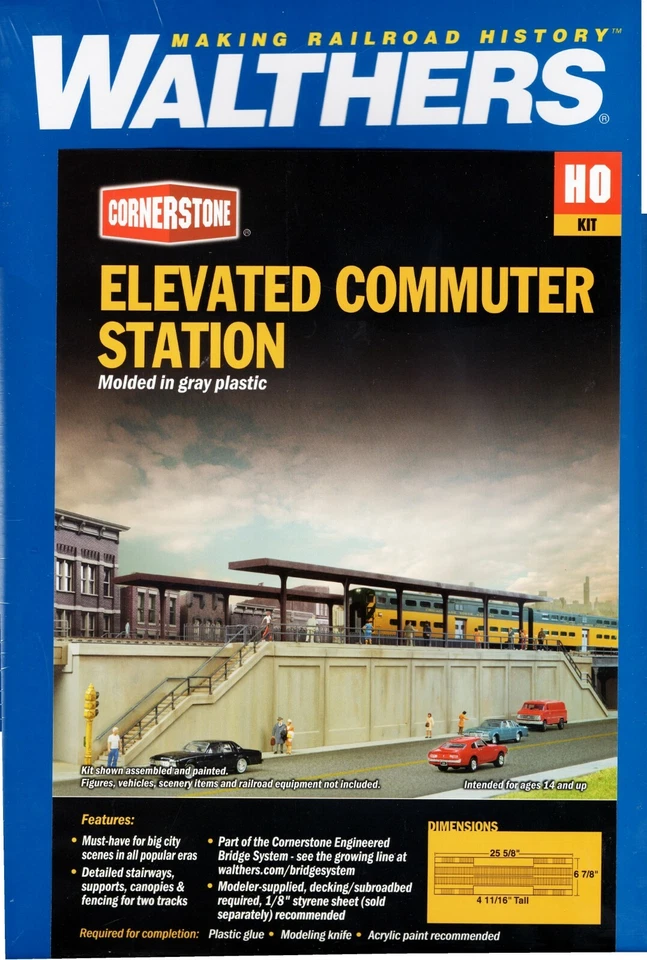 HO Scale Walthers Cornerstone 933-4563 Elevated Commuter Station Kit   - Image 1 of 1