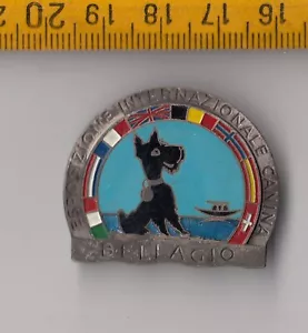 Vintage Emaille Internationale Hundeshow Bellagio Italien Brosche Pin Abzeichen - Bild 1 von 2