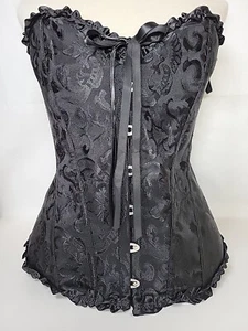 Korsett Überbrust Taillentrainer viktorianisch eng Spitze Satin entbeint 30" Taille Gr. XL - Bild 1 von 6