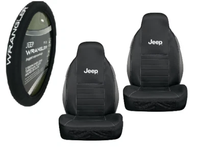 JEEP Deluxe Rugged Truck SUV Front Sideless Seat Covers & Steering Wheel Cover Foto 1 de 4