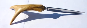 Kleines Messer mit Horngriff Geweihgabel,  Obstmesser/Küchenmesser - Einzelstück - Bild 1 von 15