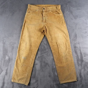 Vintage 60s 70s Levi's Big E Whale Corduroy Pants Size 29.5x25 Tan Straight Leg - Picture 1 of 21