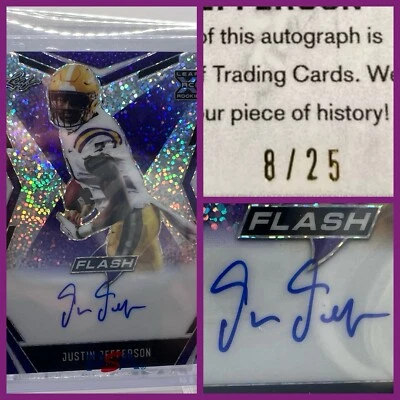 2020 Leaf Flash Justin Jefferson RC Rookie Signed Auto /25 Minnesota Vikings LSU - Image 1 of 4