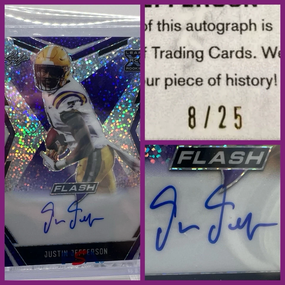 2020 Leaf Flash Justin Jefferson RC Rookie Signed Auto /25 Minnesota Vikings LSU - Image 1 of 4
