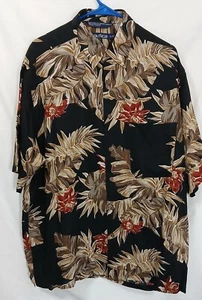 Nautica Herren Large Camp Hemd Hawaii schwarz mit Blättern und Blumen - Bild 1 von 13