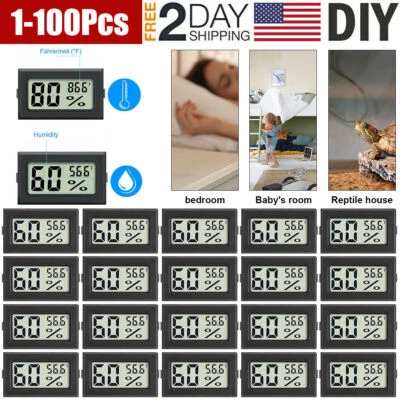 Digital LCD Hygrometer Humidity Meter Tester Reptile Temperature Thermometer US - Image 1 of 4