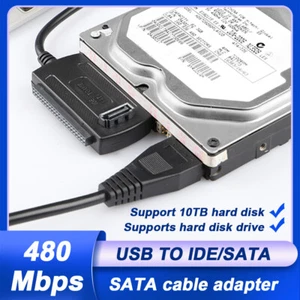 IDE SATA Adaptateur Câble vers USB 2,5" et 3,5" Disque Dur Lecteur HDD Ordinateur - Photo 1/12