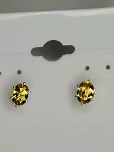 NATURAL 1.5CT 7X5mm CITRINE EARRINGS - Picture 1 of 2
