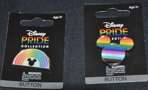 DISNEY PRIDE PINS-2 NEW ON CARDS-RAINBOW & MICKEY EARS - Picture 1 of 3