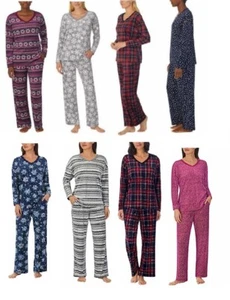 Nautica Women's 2 Piece Fleece Pajama PJ Sleepwear Set V-Neck Top, Sizes/Colors - Picture 1 of 27