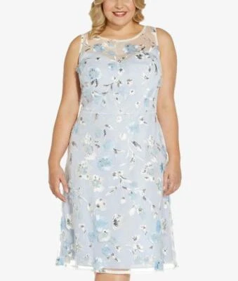 ADRIANNA PAPELL Plus Size 28W Petal Embroidered & Sequin Cocktail Dress NWT $229 - Image 1 of 4
