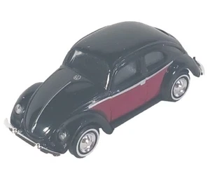 Busch VW Volkswagon Beetle Sedan Diecast Split Window HO 1:87 Scale Black/Red - Picture 1 of 8