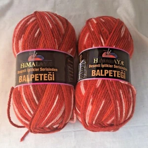 Himalaya Balpetegi Variegated Red Orange Lot of 2 Wool blend Soft 100gm Skeins - Picture 1 of 6