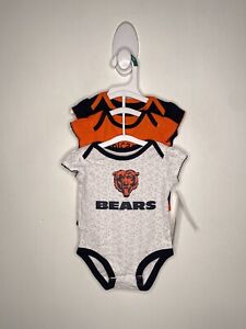 NFL Chicago Bears 3 Pc Creeper One Piece Set Baby Girls Size 0-3 Months Football
