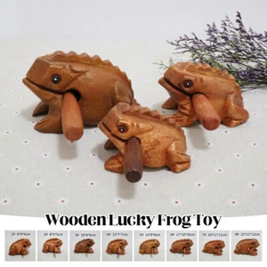 Wooden Lucky Frog Croaking Musical Gift Instrument Home Office Decor Craft - Picture 1 of 23