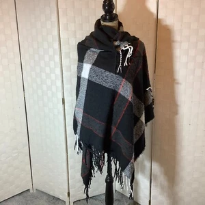 Nuevo con etiquetas Free People manta negra bufanda abrigo - Imagen 1 de 5