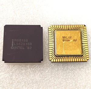 R80186 INTEL Ceramic Microprocessor Gold Nos - Picture 1 of 1