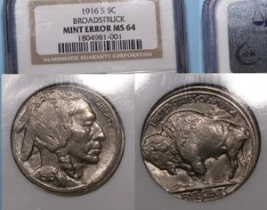 1916-S 5 C BROADSTRUCK MS 64 MGC NATIONAL AUCTION COMP $1,440 (MS62) #AC2-10 - Picture 1 of 1