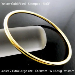 Bracelet Real 18k Yellow Gold Filled Solid Ladies 2X Large Sz 80mm Cuff Bangle - Picture 1 of 3