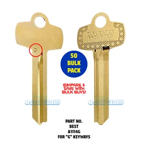 50 QTY ILCO FITS BEST KEY BLANKS FOR "G" KEYWAY 1A1G1-Do Not Duplicate - Picture 1 of 1
