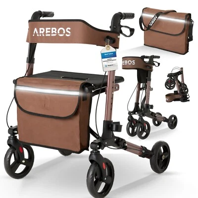 AREBOS Alu Rollator klappbar Leichtgewichtsrollator Laufhilfe Gehhilfe Gehwagen  - Bild 1 von 4