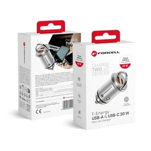 Forcell Caricabatterie F-energy Auto Fast 20w Dual Per Htc Desire 12 12+ 12s - Foto 1 di 7
