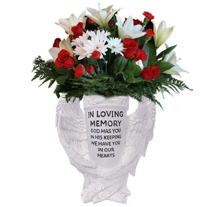 Engelsflügel Vase - weiß Harz 20" - Bild 1 von 7