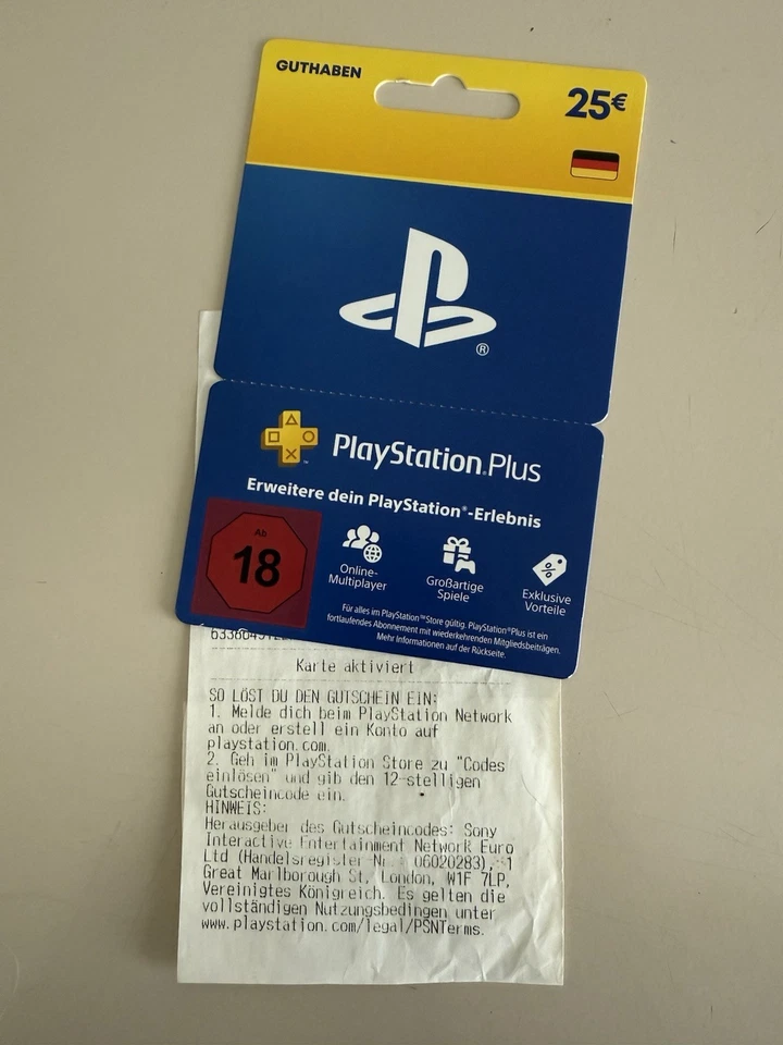 PlayStation Plus Guthabenkarte 25 Euro - Bild 1 von 1