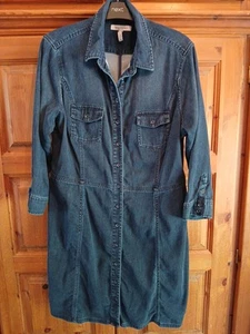 Bravissimo Blue Denim Look Cotton Button Up Dress 3/4 Sleeves Size 16 Curvy - Picture 1 of 7