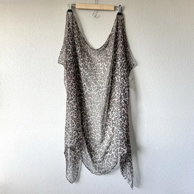 Bufanda de cabeza rectangular de leopardo transparente chal marrón cubierta de natación Rave Festival Y2K Foto 1 de 4